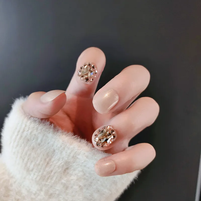 Лидер продаж набор из 24 штук ногти патч полный бокал для шампанского клей алмазов