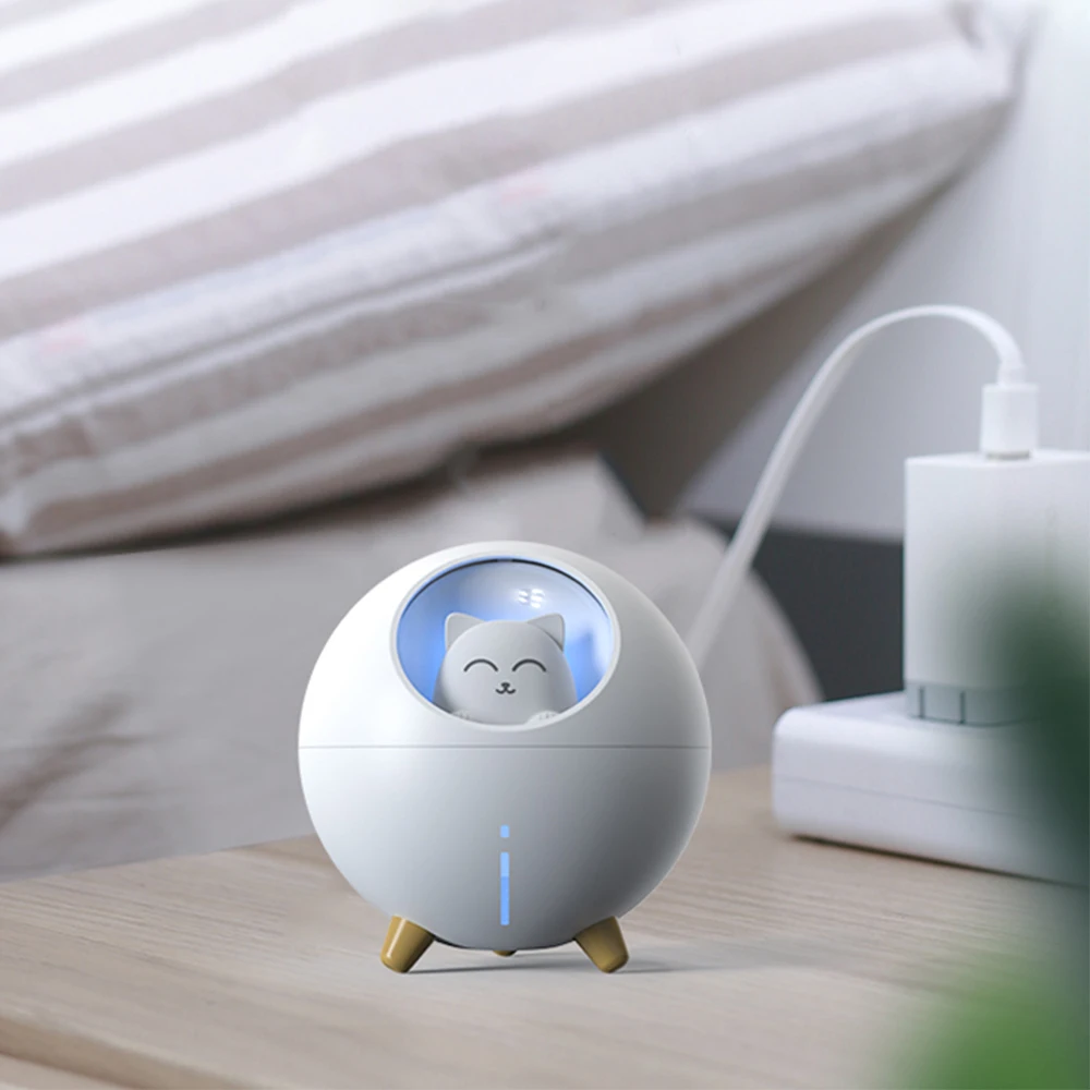 Lovely Pet Air Humidifier 220ml Planet Cat Ultrasonic Cool Mist Aroma Air Oil Diffuser Romantic Color LED Lamp USB Humidificador images - 6
