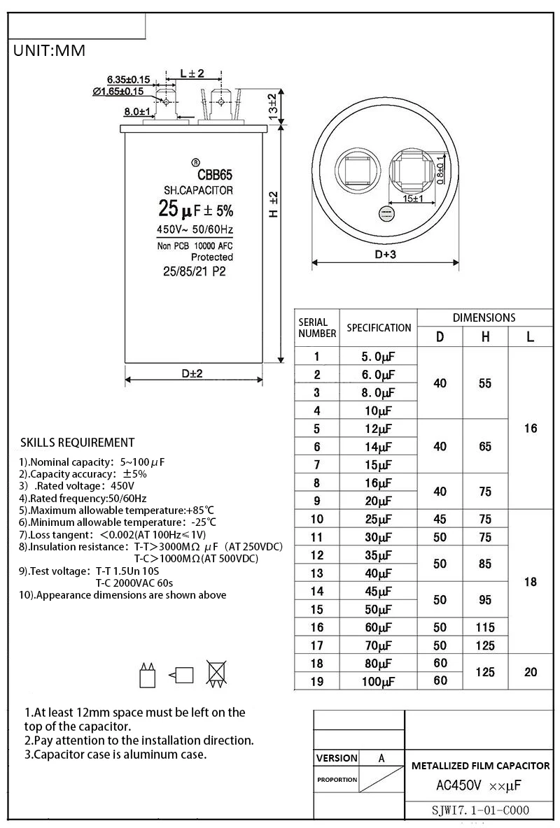 CBB65 45 мкФ 450V конденсатор переменного тока компрессор для кондиционера пусковой конденсатор для стиральной машины высокое питание освещение светильники