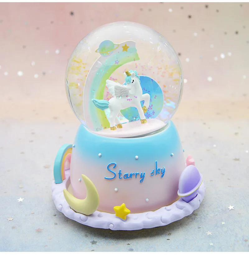 Fantacy Starry Sky Universe Miniature Model Snow Globe Crystal Ball Christmas Music Box Christmas Home Decoration Birthday Gift