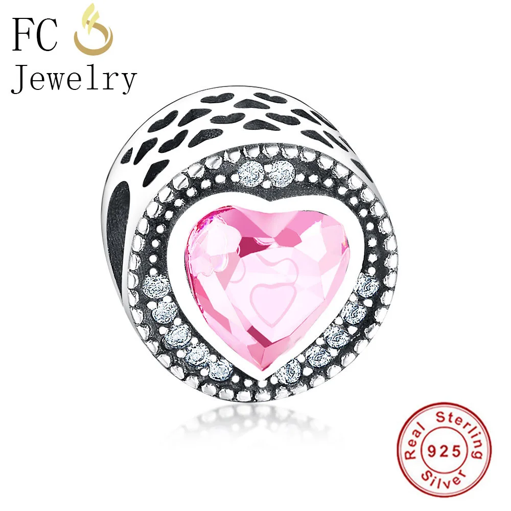 FC Jewelry подходит оригинальный бренд Амулеты Браслет 925 пробы серебро Розовый