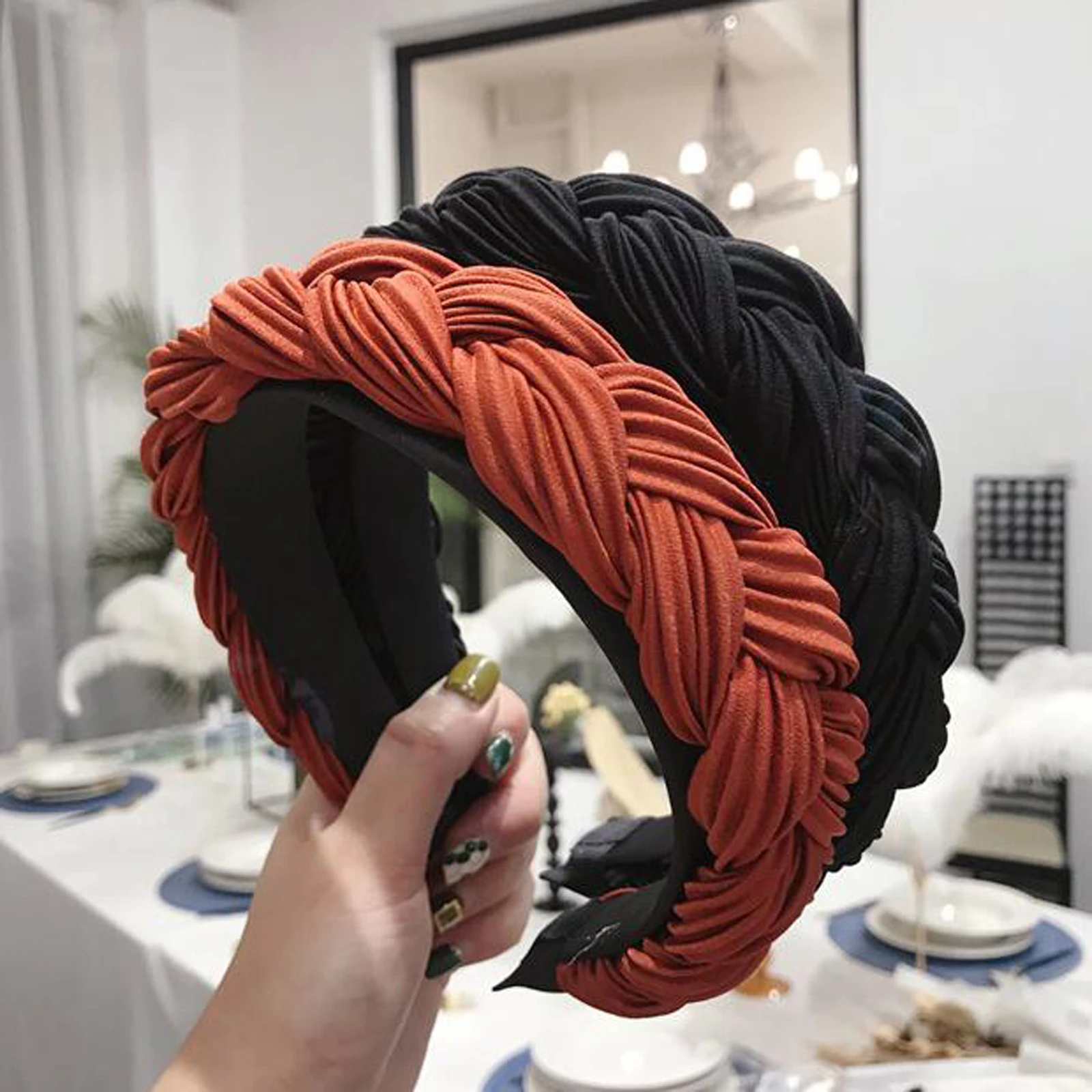 

New Fashion 2021 Women Hairband Cross Knot Braid Headband Adult Autumn Winter Headwear Wide Side Turban Hair Accessories
