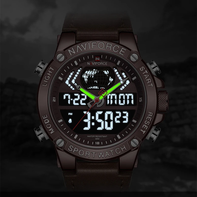 Часы наручные NAVIFORCE Мужские кварцевые модные спортивные Водонепроницаемые