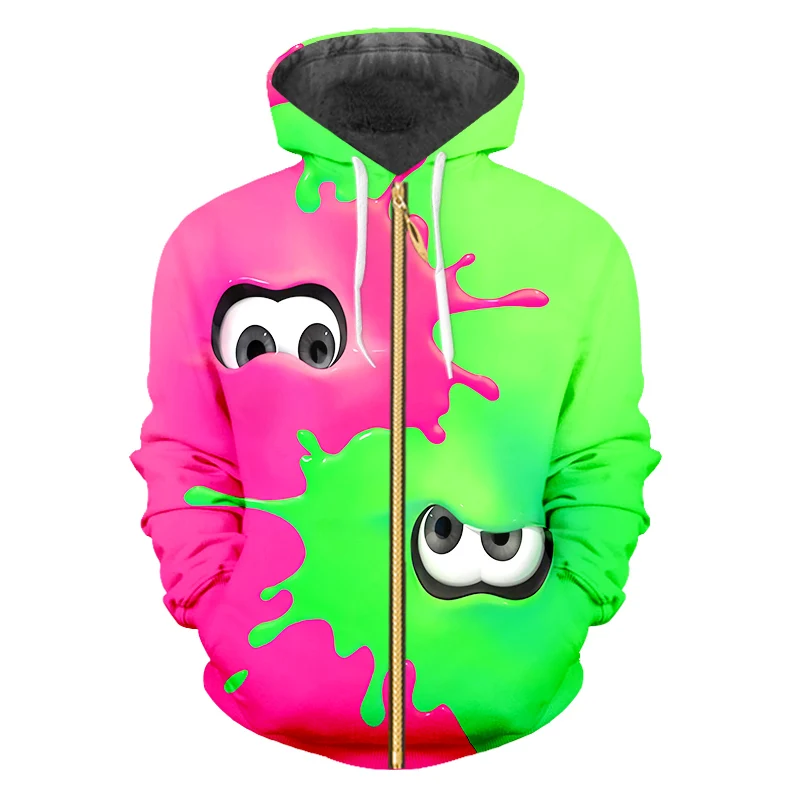 CJLM Мужская мода короткий 3D печать на молнии с капюшоном мультфильм красно