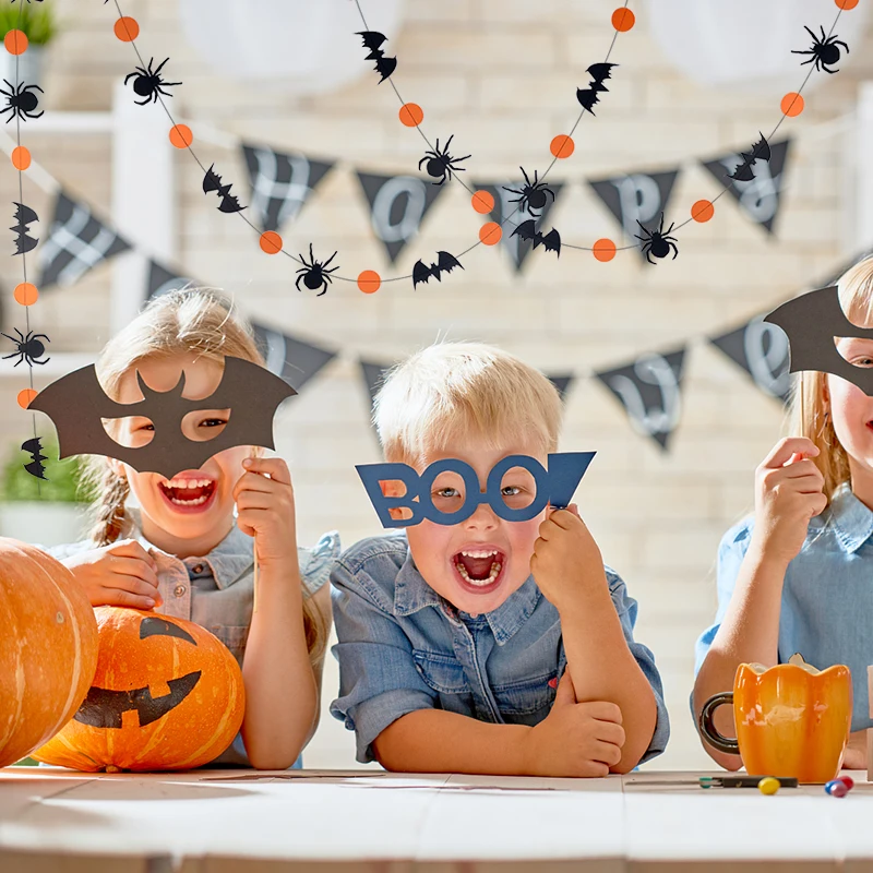 

Halloween Paper Chain Garland Decorations Pumpkin Bat Spider Bunting Banner Haunter House Halloween Party Supplies Horror Props