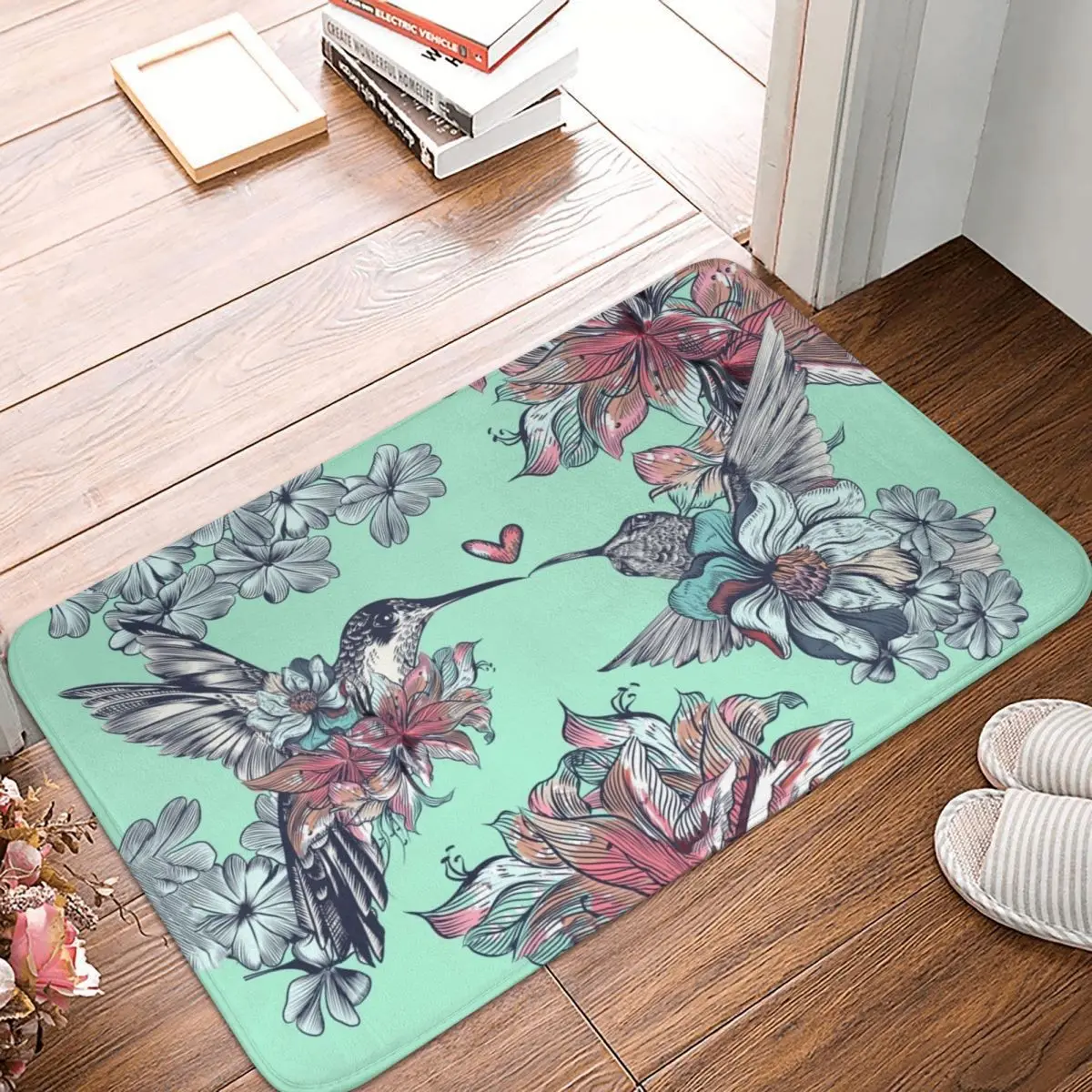 

Hummingbird Tattoo Doormat Carpet Mat Rug Polyester PVC Non-Slip Floor Decor Bath Bathroom Kitchen Balcony 40x60