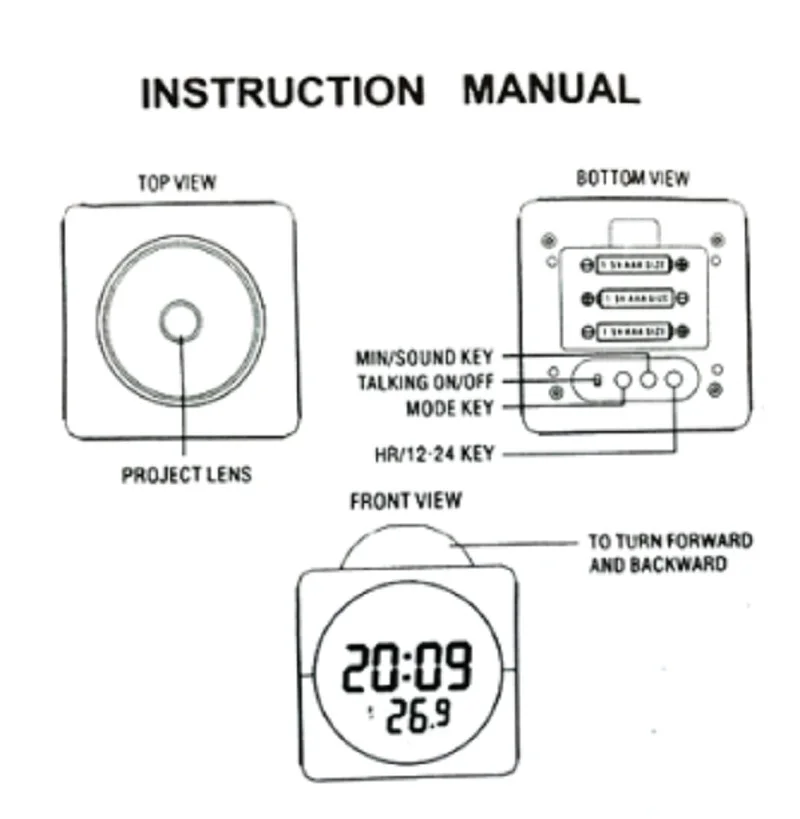 

Creative Attention Projection Digital Weather LCD Snooze Clock Bell Alarm Display Backlight LED Projector Home Clock Timer