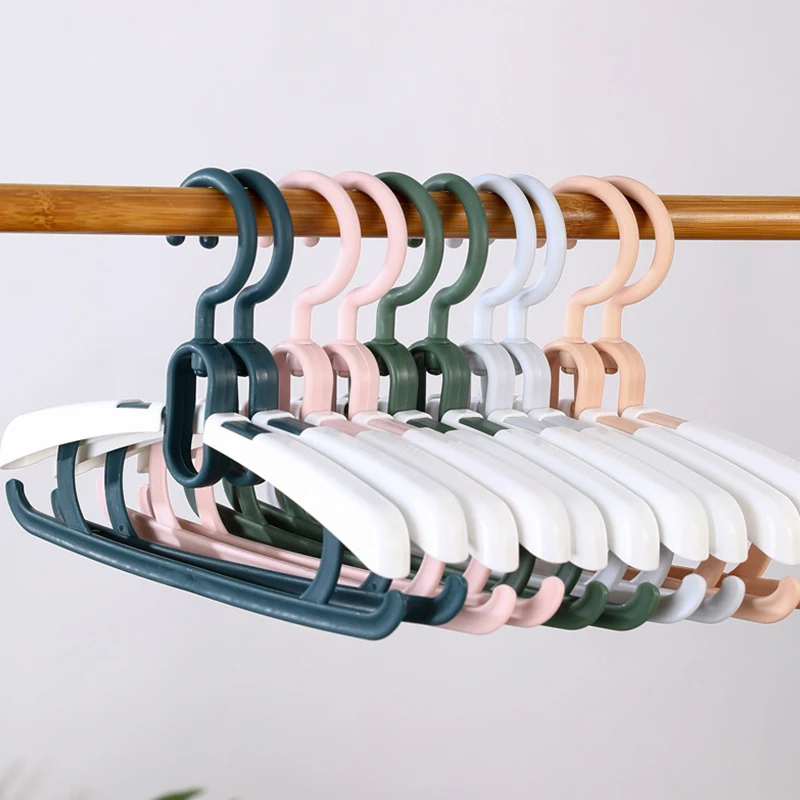 

5pcs Plastic Clothes Coat Trouser Hangers Drying Non-slip Space Saving Storage Racks Folding Retractable Children's Hangers