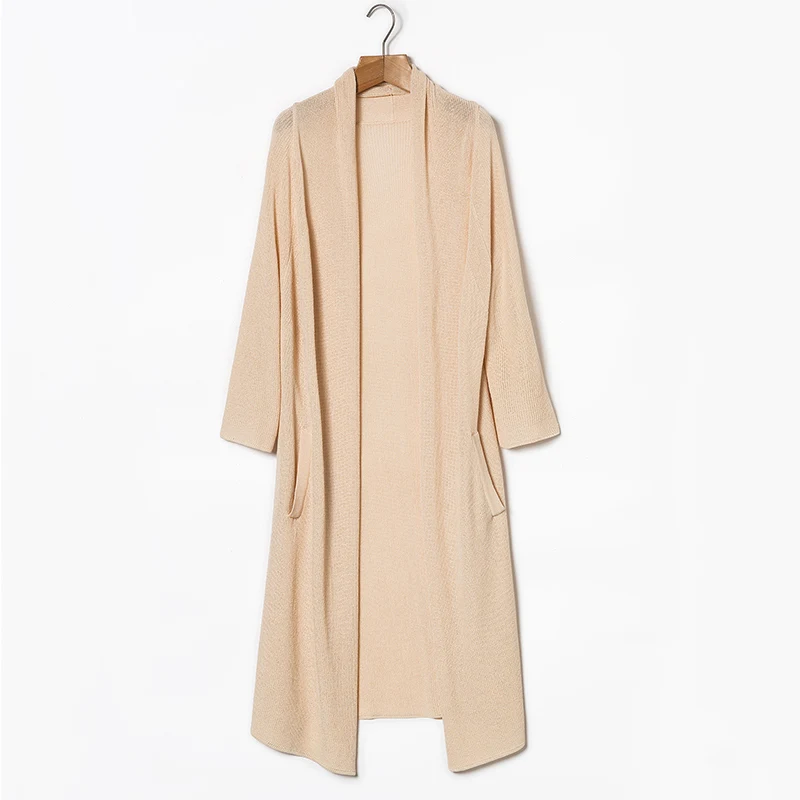 2020 Women linen Cardigan Long Sleeve High Quality Tops Spring Summer New Female Elegant loose thin Knit long Sweater coat |