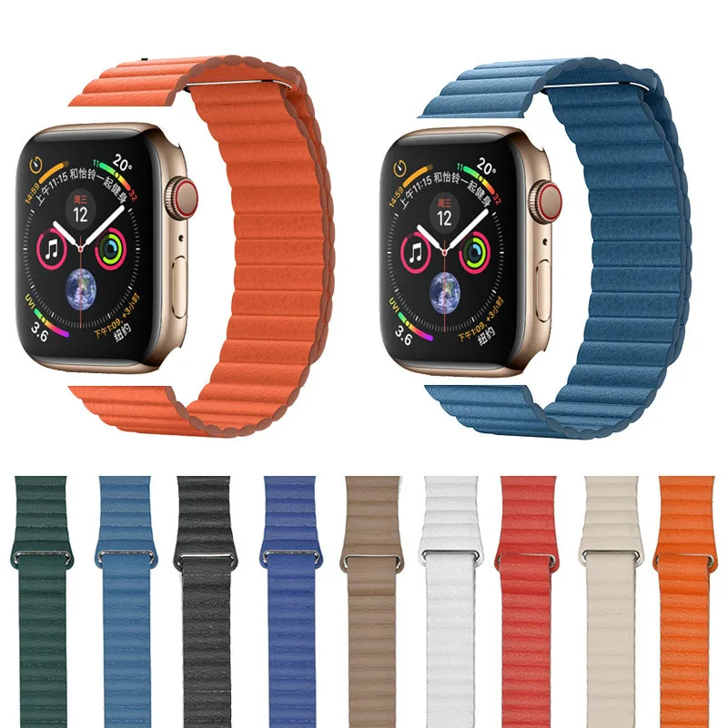 Apple watch кожаный ремешок для серии 1/2/3/4 44 мм 42 iwatch версия с кожаным ремешком 40 38 iphone