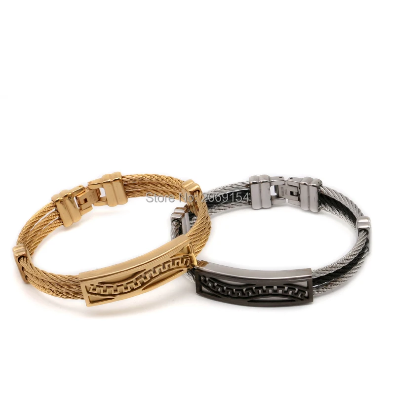 Золотой браслет для мужчин ювелирные изделия из титановой стали Модный черный с