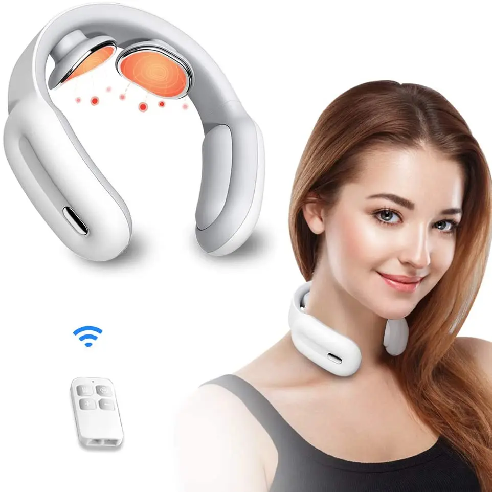 

Electric Pulse Neck Massager for Pain Relief Intelligent Portable Cordless Deep Tissue Massage with Heat Christmas Gifts for Mom