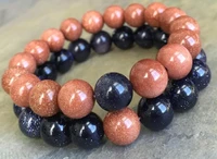 2pcs 10mm blue sandstone orange sandstone bracelet mala meditation energy sutra cuff monk chakas bless men
