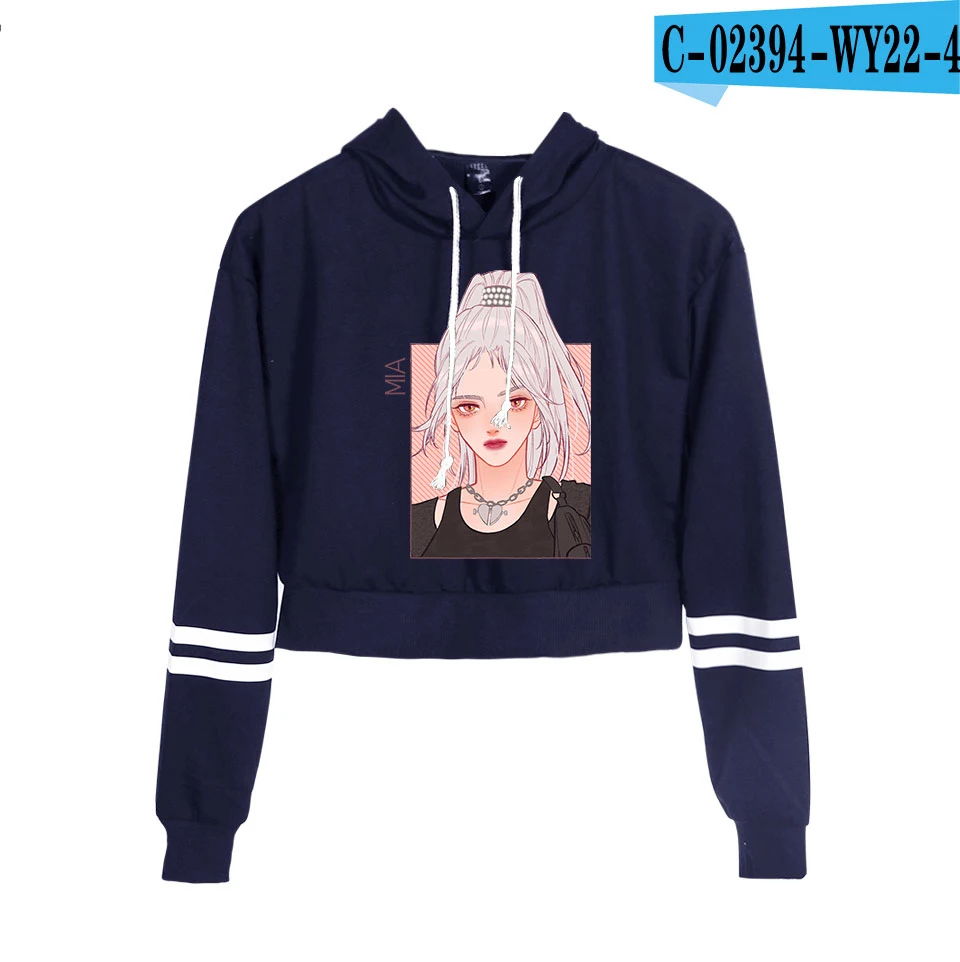 Everglow Kpop Корейская новая команда для девочек уличная Женская пуловер пупка толстовки Толстовка крутая поясничная популярная новинка года толстовки - Цвет: WY22