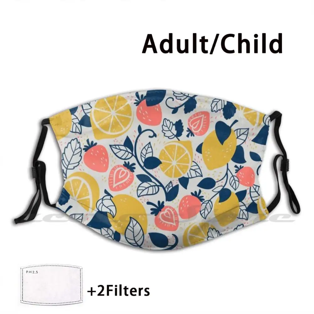 

Strawberries And Lemons Mask DIY Washable Filter Pm2.5 Mouth Trending Fresh Zesty Lemons Strawberries Fruit Fruits Fruity