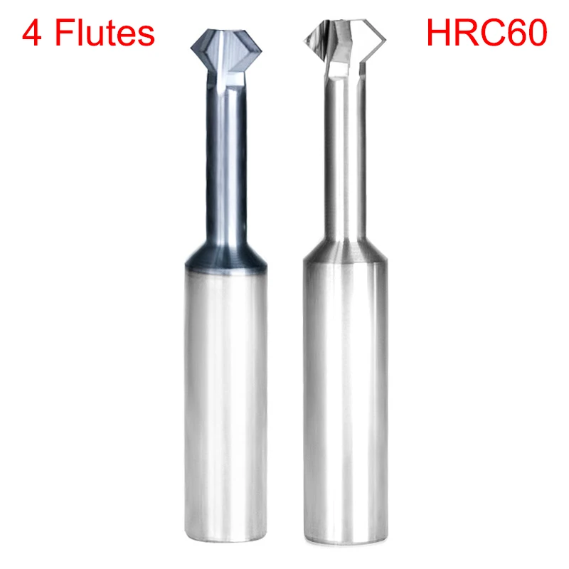 

2mm 3mm 4mm 6mm OD 60 90 Degree 4 Flutes HRC60 Tungsten Carbide CNC Cutting Tool Upper Lower Double Milling Chamfering Cutter