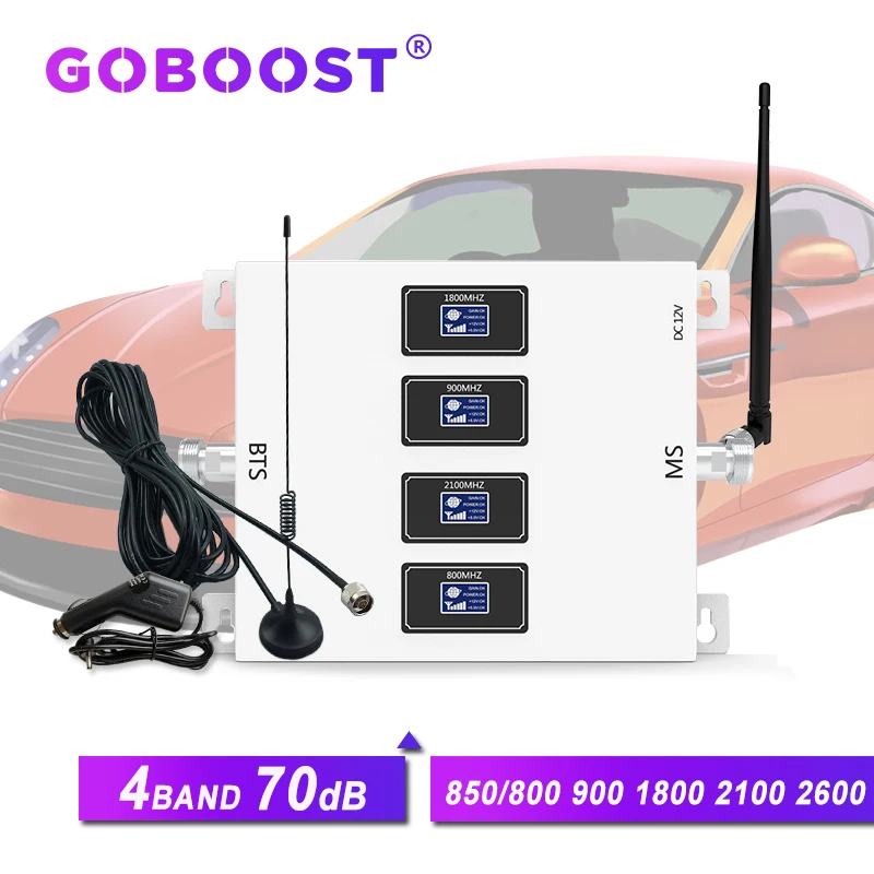 Усилитель сигнала для автомобиля GOBOOST 70 дБ 4G LTE 800 GSM 900 1800 2100 ретранслятор 3G 850 2600 -