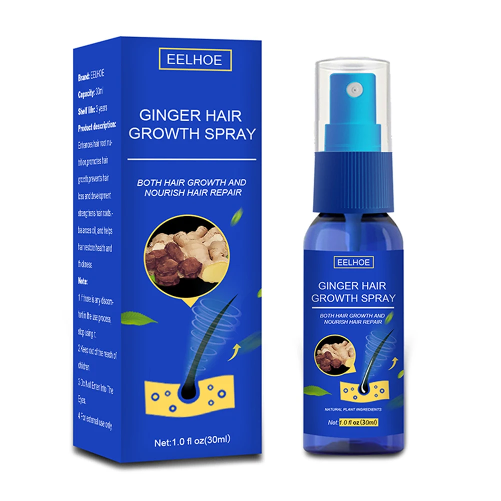 

30ml Ginger Hair Growth Spray Serum Anti Hair Loss Products Fast Grow Prevent Hair Dry Frizzy Damaged Thinning Repair Care