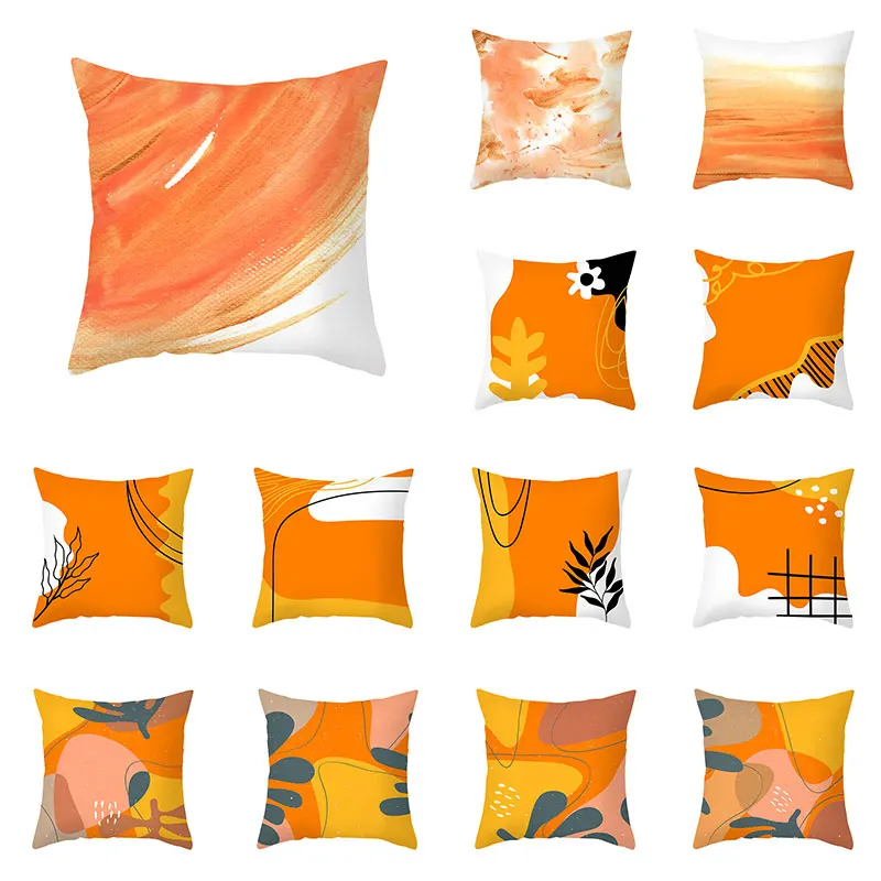 

Abstract Printed Pillowcase Peach Skin Sofa Cushion Case Pillow Cover Geometric Pillow Case Home Decor Throw Cover kussensloop