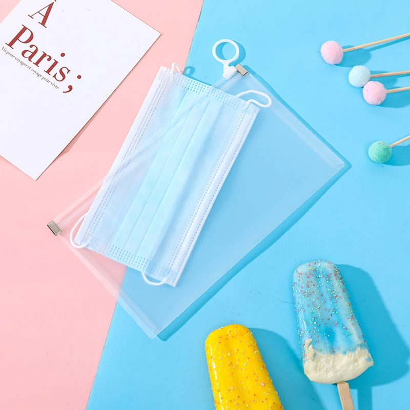 

Disposable Face Mask Storage Box Portable Mask Packaging Box Zip Dustproof Disposable Mask Storage Case Plastic Storage Folder