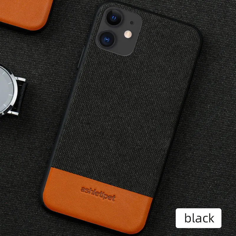 Черный Мужской тканевый в деловом стиле, магнитный чехол для iphone 11 pro max, противоударный автомобильный чехол-держатель, чехол для iphone 11 pro max 6,5, брезентовый чехол - Цвет: Черный