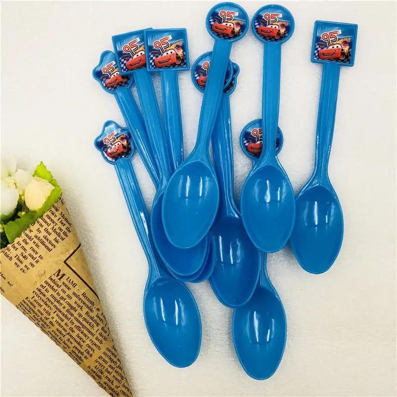Spoons 10pcs 24 шт./компл. Lightning Mcqueen со вставленной картой продукция изображение декорирование тортов капкейк Палочки малыш День рождения украшения свадебные сувениры - Цвет: Spoons 10pcs
