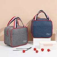square thermal lunch box bag for women portable picnic snack storage handbags zipper insulated cooler pouch work food door bags