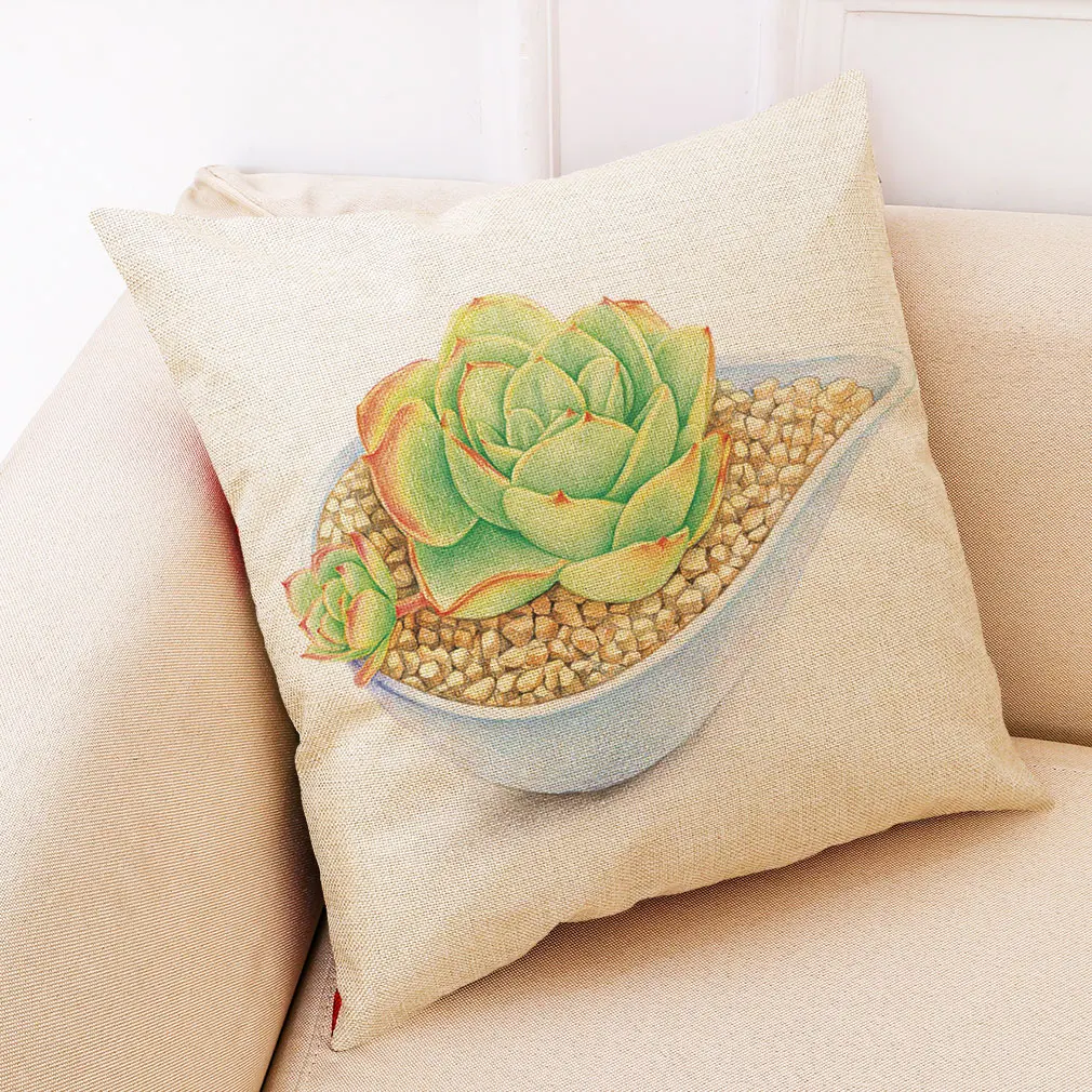 Наволочка для подушки с суккулентами украшение дома наволочка диванной