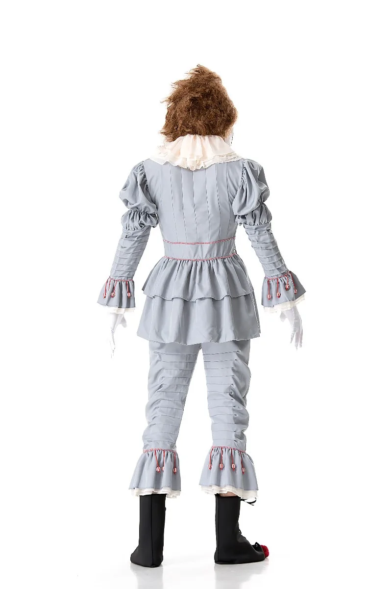 Белый карнавальный костюм Pennywise от «Возвращение Джокера. Аксессуар: брюки воротник перчатка крышка ботинка