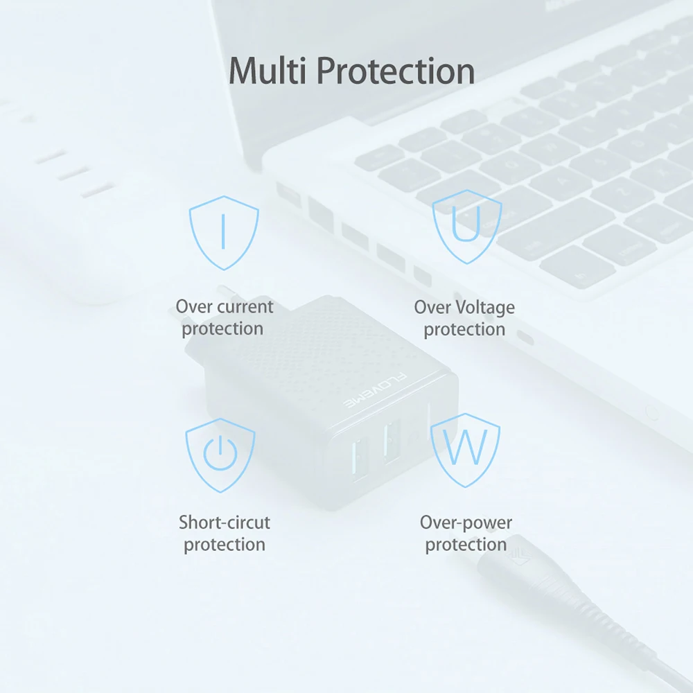 Новое зарядное устройство FLOVEME Dual USB 5 В 2.4A Быстрая зарядка настенное зарядное устройство адаптер ЕС вилка для iphone ipad mini samsung Xiaomi