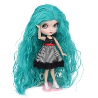 aidolla blyth dolls hair wig green long curly hair diy doll accessories high temperature fiber wavy wig for girl diy doll