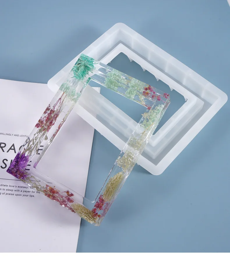 DIY Rectangle Photo Frame Pendulum Silicone Mold for Crystal Frame Mold Home Decoration Craft Resin Art Supplies