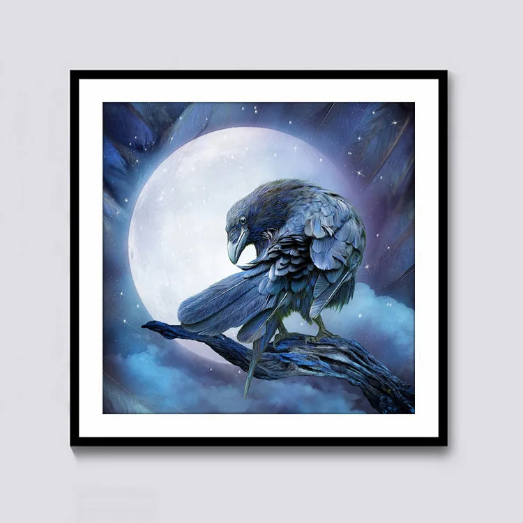 Фотокартина на холсте 5d алмазная ворона животное полная вышивка крестиком