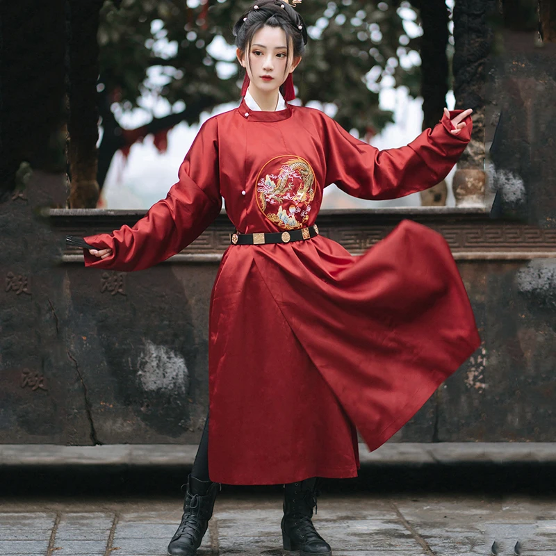

Hanfu Mo Dao Zu Sh Tang Dynasty длинный халат с круглым вырезом Традиционный китайский народный танцевальный костюм для мужчин и женщин и мужчин на кажды...