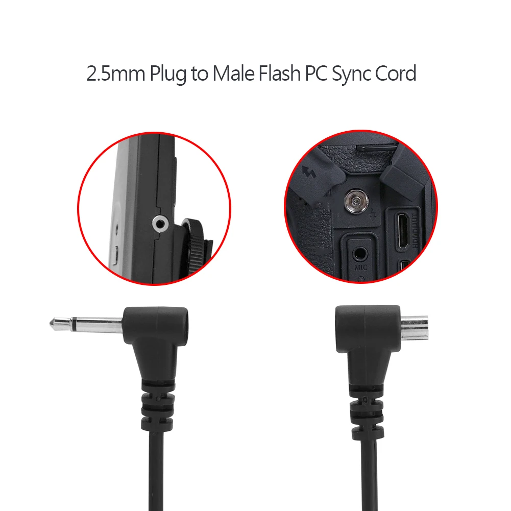 

SOONHUA 12-Inch/30CM Flash PC Sync Cable Lightweight Flash PC Sync Cord 2.5mm Plug to Male PC Sync Cables 1pcs