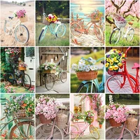 diy flower bicycle 5d diamond painting full square dirll mosaic scenic diamond embroidery cross stitch home decor wall art gift