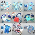 Купальник для мальчиков, лето 2022, детский купальный костюм Rashguard, Цельный купальник для мальчиков с мультяшным принтом акулы, детские купальные костюмы, купальник для мальчиков