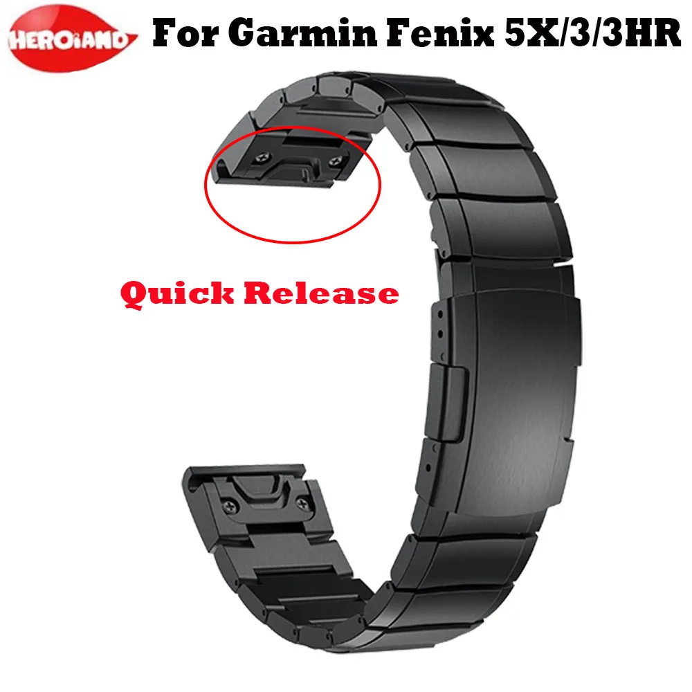 Ajuste de Aço Relógio de Pulso 26mm para Garmin Fenix Plus 3hr Liberação Rápida Fácil Inoxidável Relógios Masculinos Pulseira Feminina 5x – 3