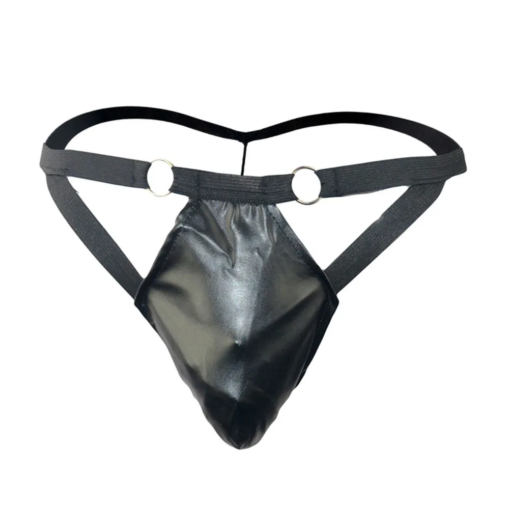 

Sexy Men Thong G-string Jockstrap Imitation Leather Micro Bikini Exotic T-back Panties Gay Thongs Latex Panties Tangas Briefs
