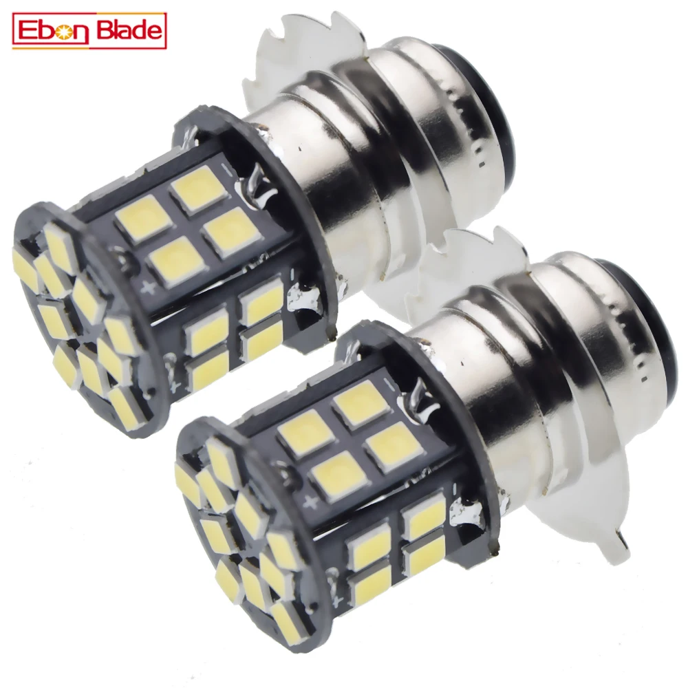 2x Белый Мотоцикл P15D 25 3 головной светильник 6V 12V Светодиодный 2835 30smd Мопед Скутер ATV