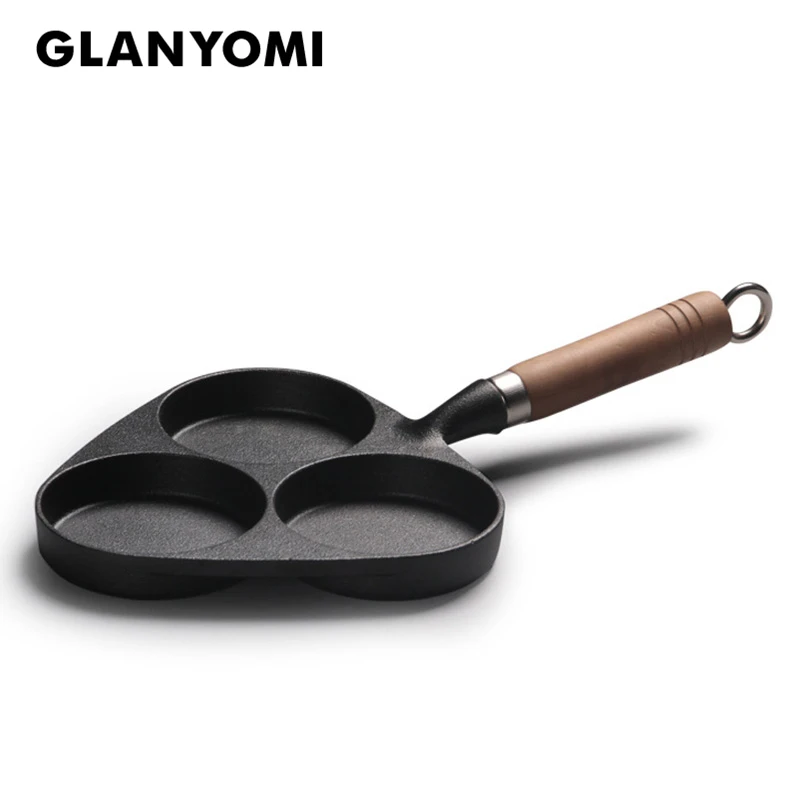 Сковорода для омлета с тремя отверстиями яиц сковорода торта ветчиной