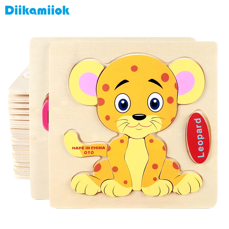 Деревянные 3D головоломки детские развивающие игрушки для детей Мультяшные