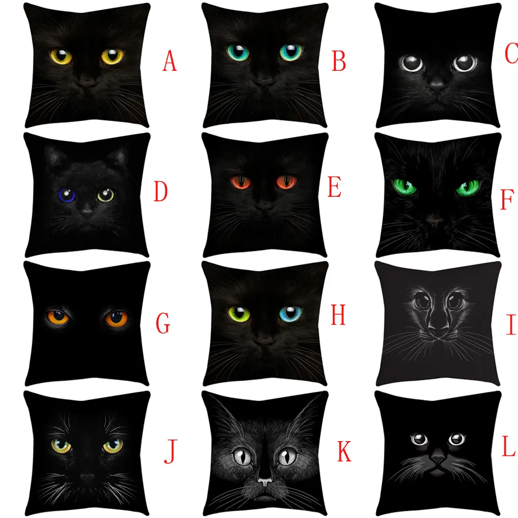 

Ouneed Cushion Cover Black cat eyes pattern polyester pillow case Sofa Car Home Decors Square pillowcase animeative cojines 2020