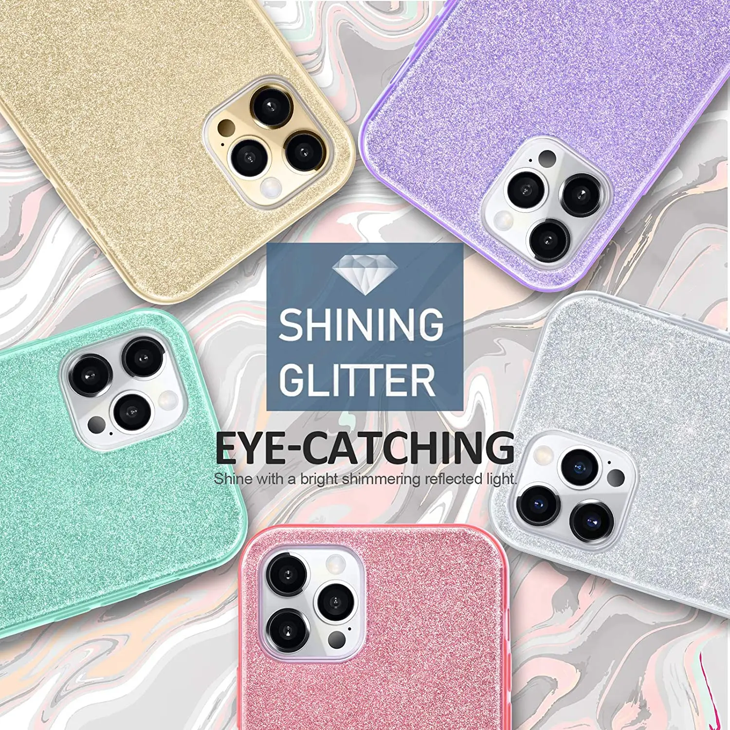 Glitter Phone Case For iPhone 12 Mini 13 11 Pro Max XS X XR 12Pro 8 7 Plus SE 2020 Cute Pink Bling Protective Cover Accessories | Мобильные