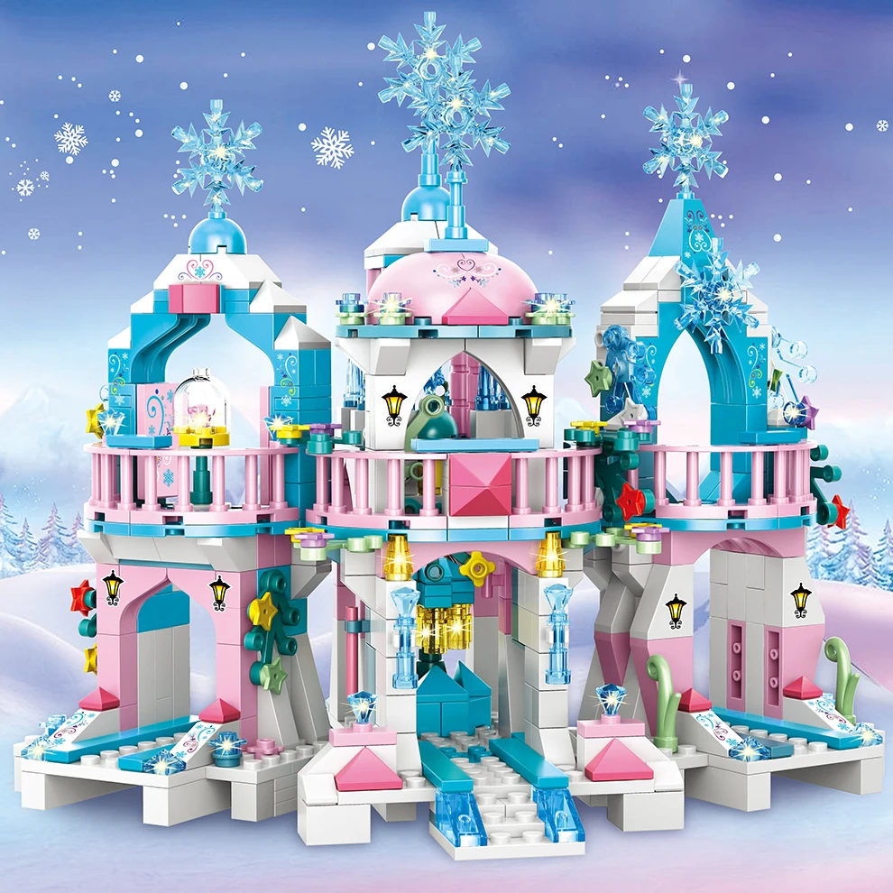 

Girls Series Castle Building Blocks Princess Magic Ice Castle Model Bricks Compatible Friends Educational Toys For Children