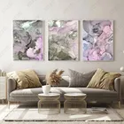 Абстрактный постер с мраморным узором, настенные чернила, розовая Картина на холсте, винтажное украшение для дома, рисунок, ручная работа