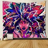 African American Women African Art Afro Flower Hair Tapestries Hippie Art Unique Wall Hanging