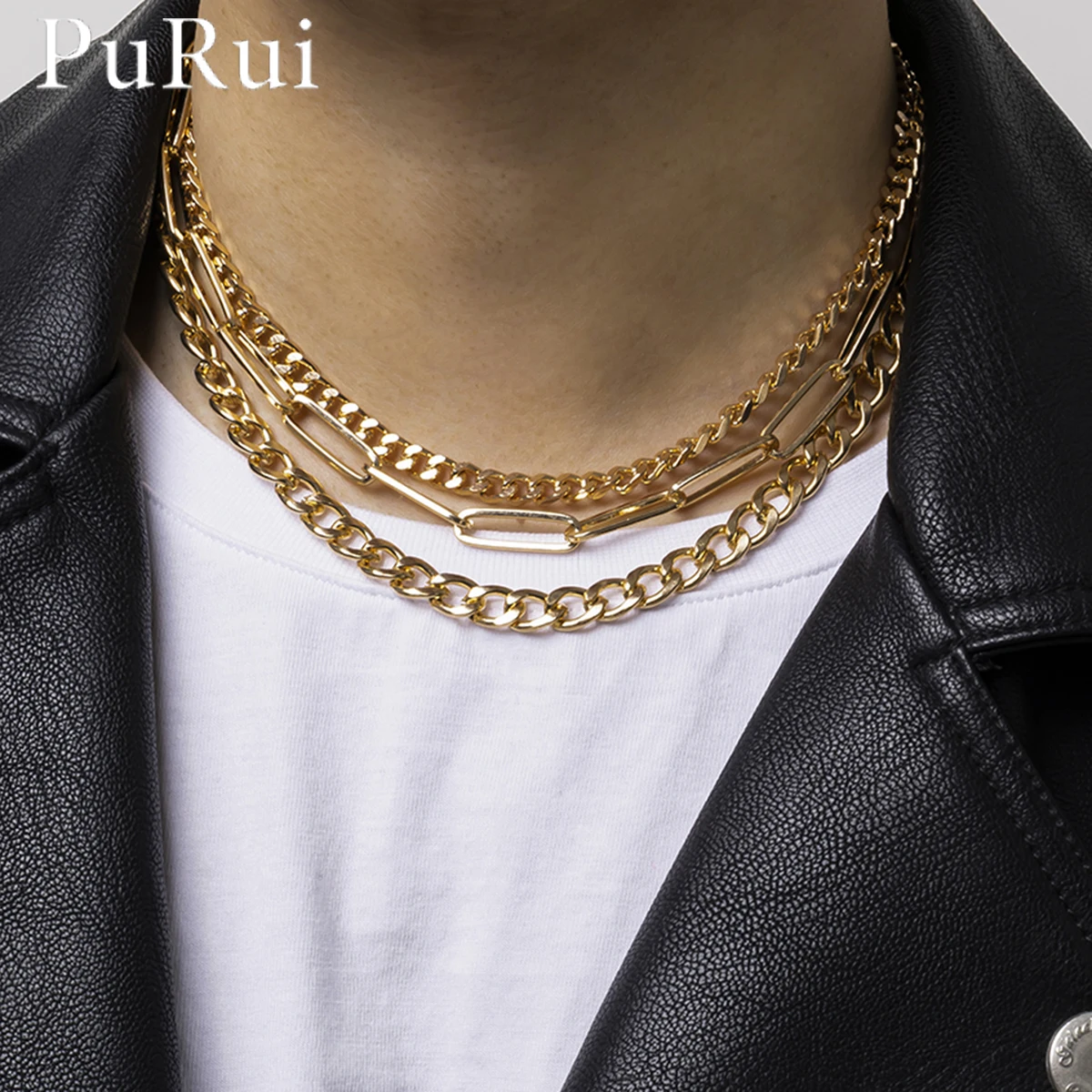 

Punk Multilayer Thick Chain Choker Necklace Rock Statement Necklace Men Goth Fashion Night Club Jewelry Female Chocker Colliers
