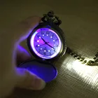Часы наручные мужскиеженские со светодиодный Ной подсветкой, бронзовый дисплей в стиле стимпанк, кварцевые карманные, в стиле ретро, панк, с цепочкой