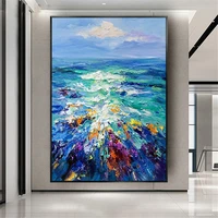 abstract modern canvas wall painting famous artist hand painted blue seascape oil painting on canvas for living room decor mural